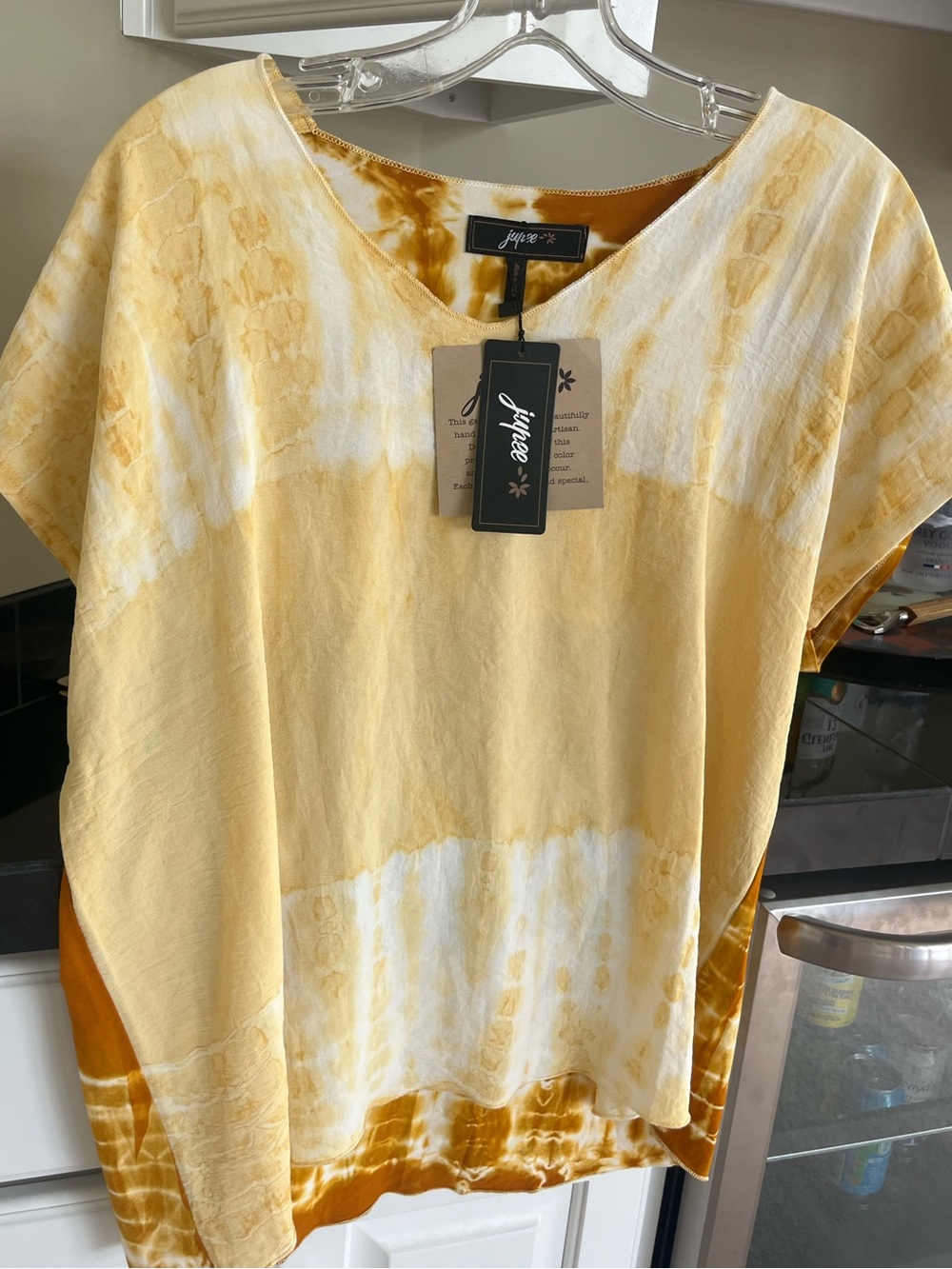 Yellow Gold Tie-Dye Short Sleeve Women's Top. Brand new size S/M by Jupee